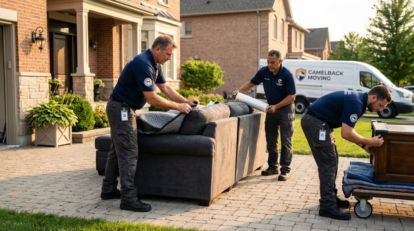 Large estate moving crew wrapping furniture in Deming, NM